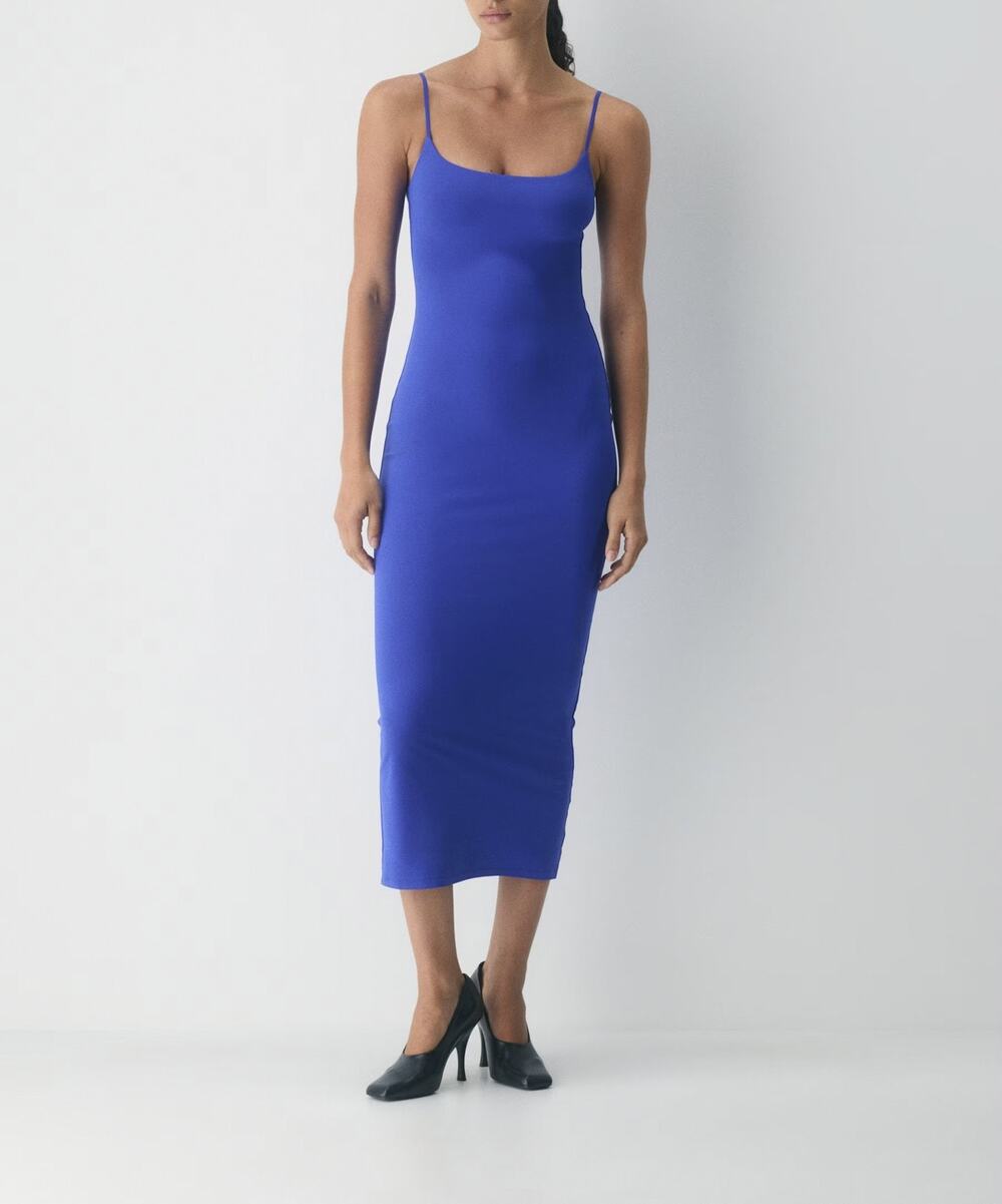 Aritzia NWT Original Contour Summon Maxi Cami Dress Ablaze Blue Size Small
